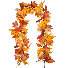 Lvydec 2 Pack Maple Leaves Fall Garland - 5.8ft/Strand Artificial Fall Foliage Garland Colorful Autumn Decoration for Home Wedding Party Thanksgiving