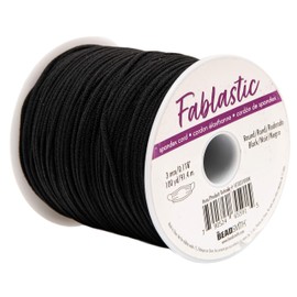 The Beadsmith Round Stretch Cord – Fablastic – 3mm, Black Color, 100-yards (91.4 Meters) – Soft Elastic Cord for Jewelry Making, Sewing, Headbands, Bracelets & Other DIY Crafts