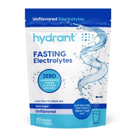 HYDRANT HYDRANT Bulk Fasting Electrolytes, Unflavored Zero Sugar Fasting Supplement Powder, Paleo, Keto, and Vegan Friendly, Daily Hydration (50 Servings)