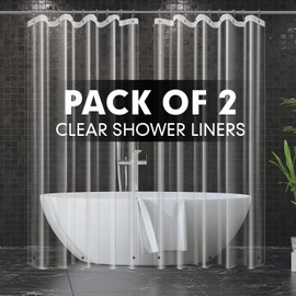 Hereisa [2-Pack Narrow Size | 54x72 Inch Clear Plastic Shower Curtain Liners, 3G Lightweight - Crystal Transparency, Waterproof Bathroom & Bathtub Liners, Easy Install