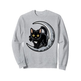 Mystical Black Cat and Moon Scene Sweatshirt
