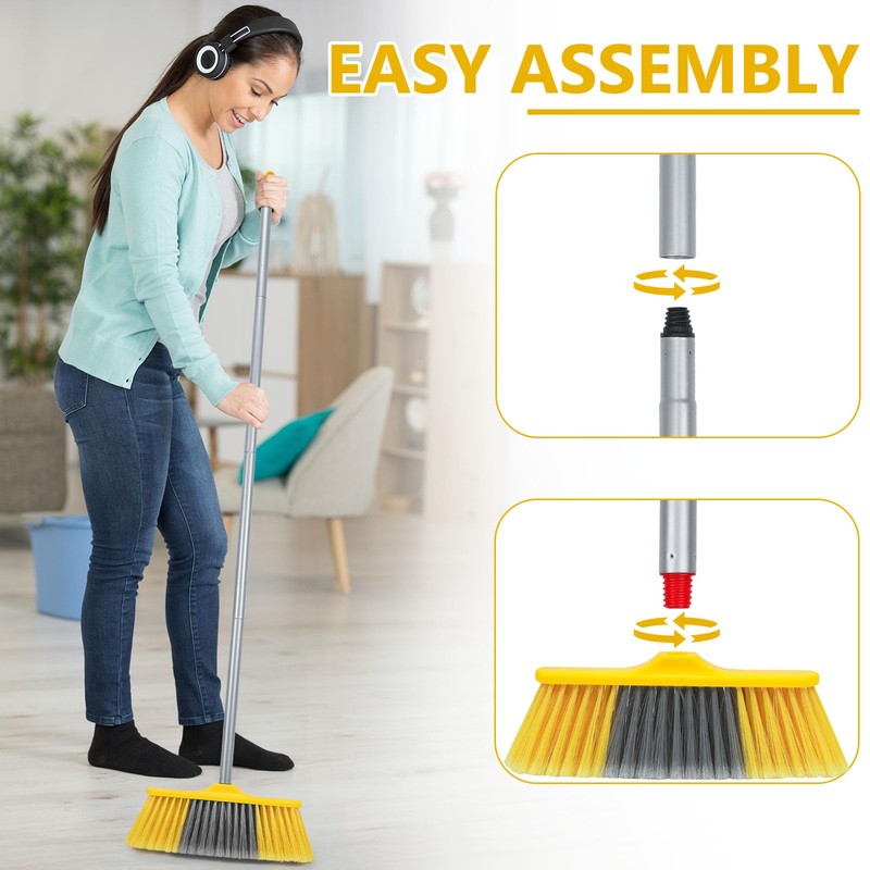 Indoor Broom for Floors 55” Soft Bristle Brooms for Sweeping