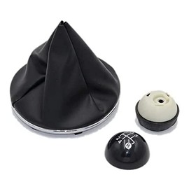 1neiSmartech Gear Knob Set 5 Gears + Faux Leather + Retaining Ring and Frame Chrome-Plated for Gear Lever Replacement Part Compatible with Fiat 500 500C from 2007 to 2015