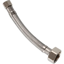 Toilet Tank Connector, Lead Free Stainless Steel Braided Water Supply Line with 3/8" Compression Fitting and 7/8" BC Brass Nut, 6 Inch Length