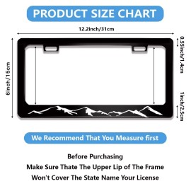 BLVD 2pcs For Toyota Mountains Raised BLack Car License Plate Tag Frame Metal Covers