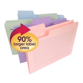 Smead SuperTab Oversized Tab File Folders, 1/3-Cut Oversized Tabs, Letter Size, Assorted Colors, 12 per Pack (11651)