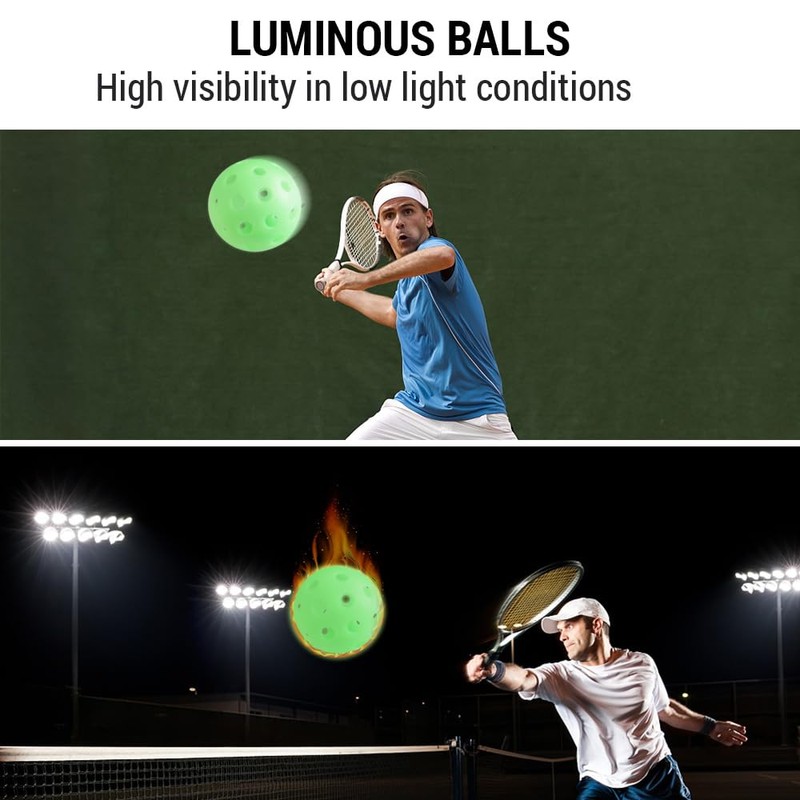 5 Pack Pickleballs Indoor Outdoor 74mm Luminous Pickle Balls