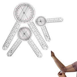 Coollooda Goniometer Transparent 3 Pcs Plastic Angle Meter Ruler Protractor 360 Degree Orthopedic Medical Ruler