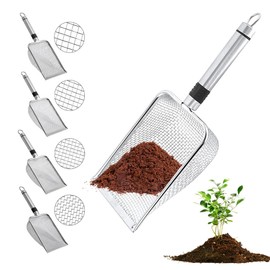 Yuragim 4 Stück Gartensieb aus Edelstahl, Kompostsieb mit Griff, Erdsieb für Garten, Gartensieb Erde, Sandsieb, Sieb für Erde,Steine,Kompost,Unkraut,Sand,Schotter und Saatgut (2/2,8/3,8/5mm Masche)