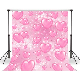 WOLADA Pink Heart Backdrop Valentine's Day Background for Party 2000s Backdrop Wedding Birthday Y2K Baby Shower Photo Studio Props 10x10FT 12511