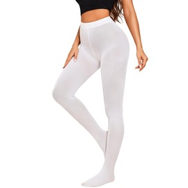 RSLOVE Women's Tights 80 Denier - Soft Pantyhose High Waist Stockings White M