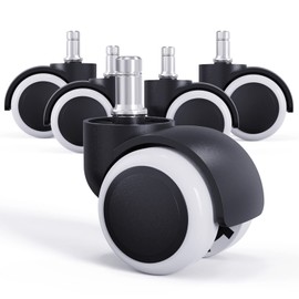 GWHOLE 5PCS Office Chiar Casters Wheels 10mm Pin 50mm Roll Replacement Office Desk Chair Wheels