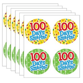 Teacher Created Resources 100 Days Smarter Wear 'Em Badges, Self-Adhesive, 32 Per Pack, 6 Packs