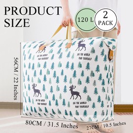 Ouliget Heavy Duty Extra Large Packing Bags for Moving,Multipurpose Large Moving Bags Storage Bags,Waterproof Foldable Moving Bags with Zippers Handles,120L,Set of 2