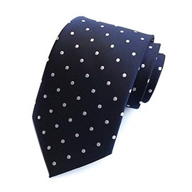 Men's Navy Blue White Polka Dot Silk Cravat Woven Jacquard Ascot Ties Great Gift