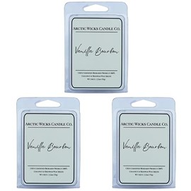 Vanilla Bourbon Wax Melts (Pack of 3) | Arctic Wicks Coconut and Beeswax Wax Melt Tarts | 6 Cubes Per 2.5oz Pack | Premium Scented Wax for Wax Warmers and Tarts | Non Toxic USDA Biobased