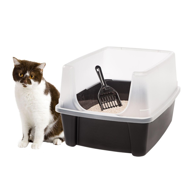 IRIS USA Large Cat Litter Box with Scatter Shield and