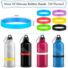 Deekin 24 Pcs 8 Inch Colored Silicone Rubber Bands Silicone Elastic Bands for Drink Markers, Books, Bag Wraps, Exercise, Crab Traps, Wallet, Bottle Identifiers, Office Supplies(Stylish Color)