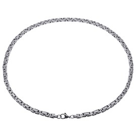 Soul-Cats® Byzantine Chain Stainless Steel Necklace with or without Bracelet Colour: Silver., 5 mm