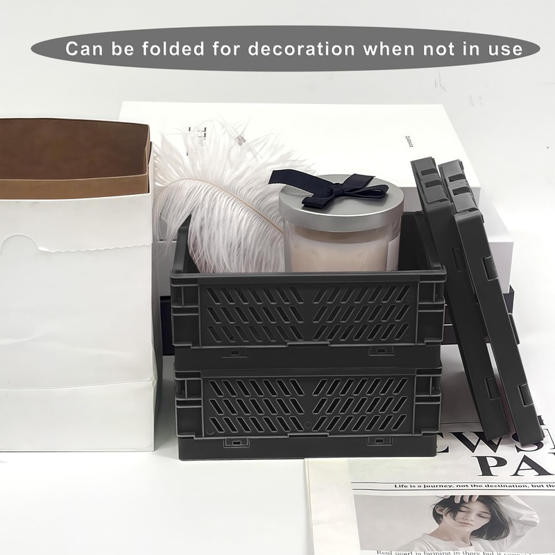 Daixers 6 Pack Mini Foldable Small Plastic Baskets for Organizing