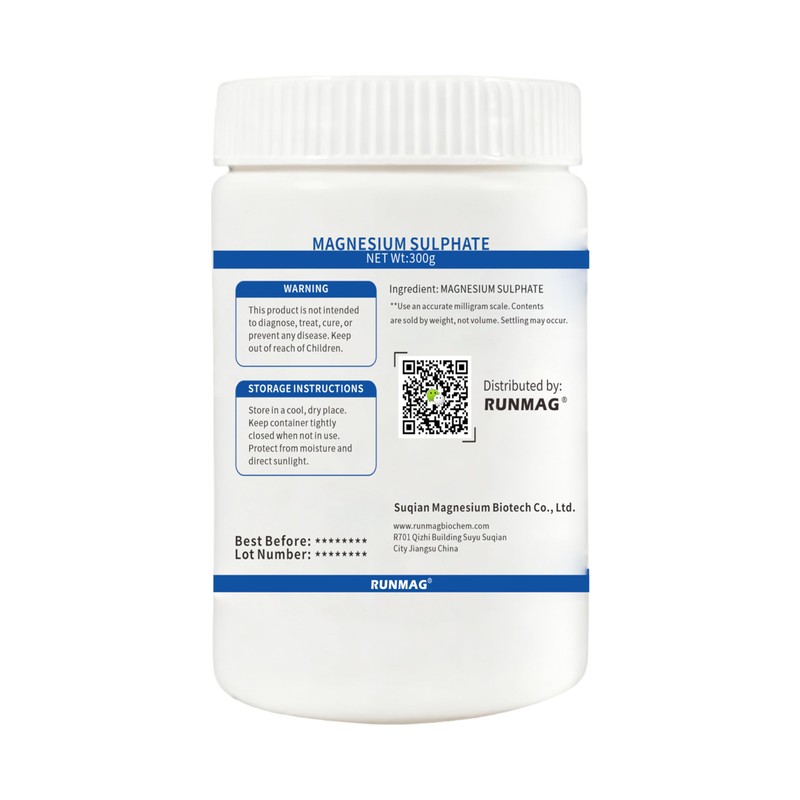RUNMAG Epsom Salt Magnesium Sulfate Food Grade Powder, 300g per