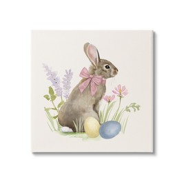 Stupell Industries Easter Bunny Rabbit Bow Spring Flowers & Eggs, Design by Victoria Barnes
