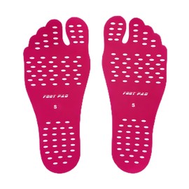 Beach Foot Pads, Men/Women Adhesive Invisible Shoe Foot Sticker Waterproof Heatproof Insole for Sand Swimming, Pool, Spa Walking (Red, S)