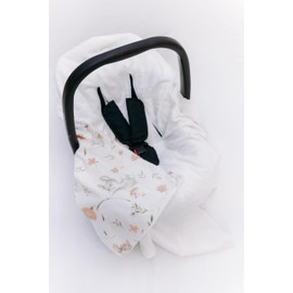 Viculii Double Sided Baby Wrap for car seat | baby mouse and flowers wrap swaddle cover cosytoes blanket for car seat 100x100cm | girl