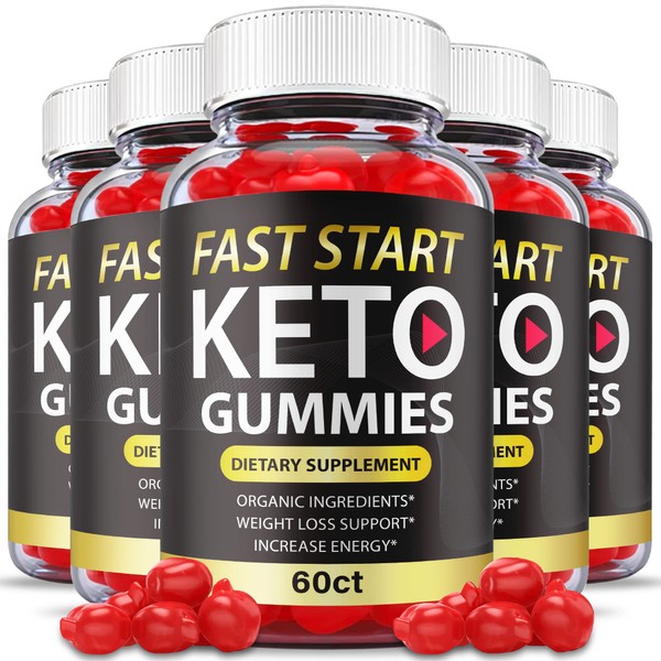 (5 Pack) Fast Start Keto Gummies - Official Formula, Vegan, Non Gmo - Fast Start Keto ACV Gummies, Fast Start ACV Gummies with Apple Cider Vinegar, Vitamin B 12, Vitamin B 6, Weight (300 Gummies)
