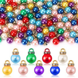 Jansun 180PCS Christmas Mini Balls Ornaments Multicolour Imitation Pearl Pendants Miniature Xmas Tree Hanging Decorations Small Vintage Glitter Balls for Holiday Party Indoor DIY Craft Supplies