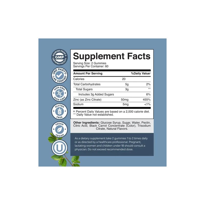 Natures Craft Gomitas De Zinc Para Adultos - 50 Mg
