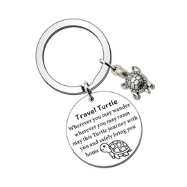 FNSIGHD Travel Turtle Keyring,Good Luck Turtle Keyring,Cute Turtle Keychain Travel Gifts for Women,Travel Safely Stainless Steel Travel Turtle,for Women Family Friends Graduation Gift