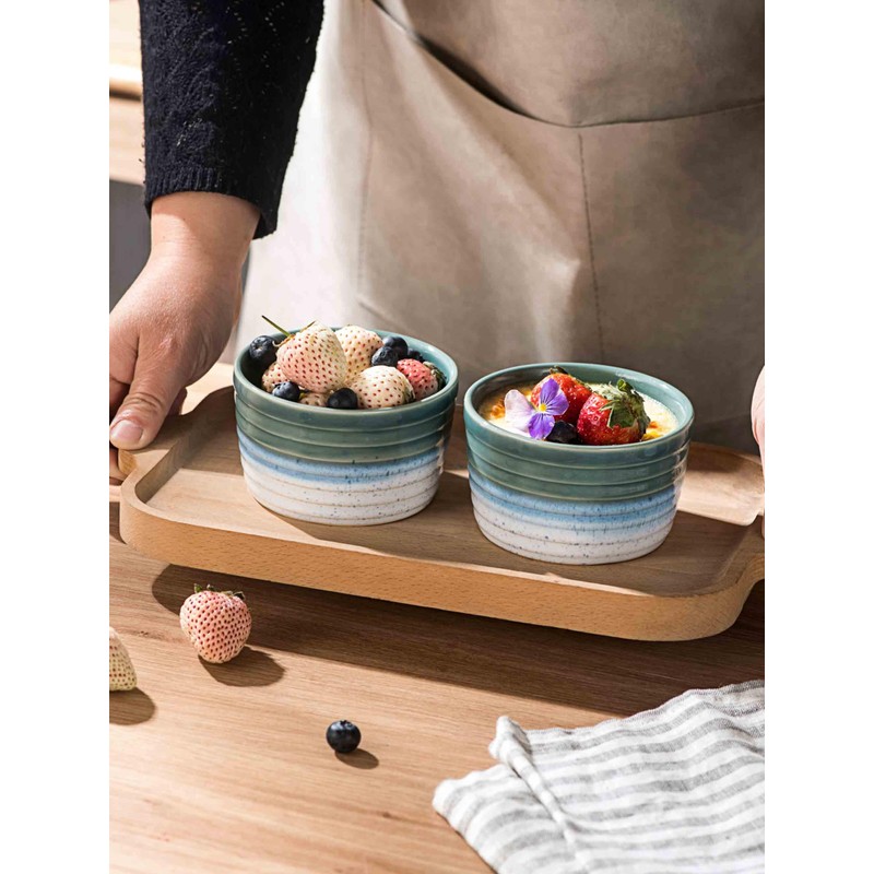 Henten Home 8 oz Ramekins Set, Ceramic Souffle Ramekins Set