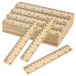 SINJEUN 216 Pack 6 Inch Wood Ruler, 2 Scales 15 cm Wooden Straight Rulers Double-Sided Scale Ruler Measuring Tool for Students School Home Office Architects Engineers