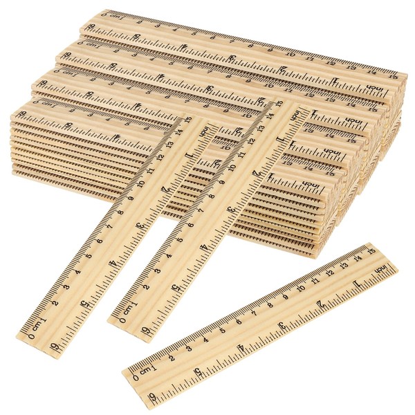 SINJEUN 216 Pack 6 Inch Wood Ruler, 2 Scales 15
