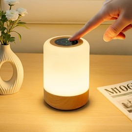 Bonsery LED Nachttischlampe Touch Dimmbar, USB Aufladbar Touch Lampe Nachtlampe mit 8 Farben & 4 Modi, Warmes Stilllicht Nachtlicht mit Timing & Haken für Deko Wohnzimmer Schlafzimmer Outdoor