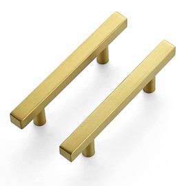 Ravinte 20 Pack 5 inch Square Cabinet Pulls Brushed Brass Stainless Steel Kitchen Drawer Pulls Cabinet Handles 5”Length, 3” Hole Center