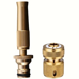 Akiuhen Brass Hose Connector Kit, Adjustable Hose Nozzle, 1/2 Inch Hose End Quick Connector, Garden Hose Tool, Suitable for Gardening, Home Watering and Car Washing.
