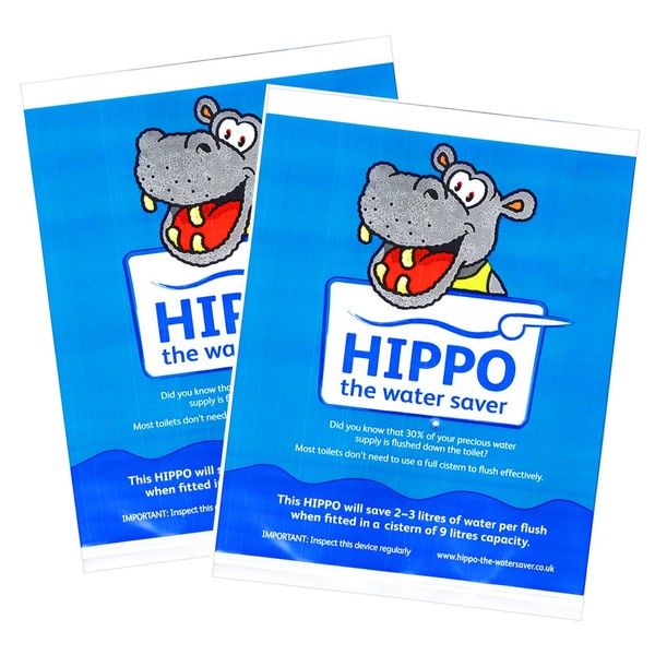2x hippo water saver - save money on water bills every toilet cistern flush