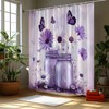 FAXTOZ Rustic Purple Butterfly Daisy Floral Glass Jar Shower Curtain,