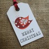 Christmas Tags 'Merry Christmas' with Birds Snowflake x 6 Xmas