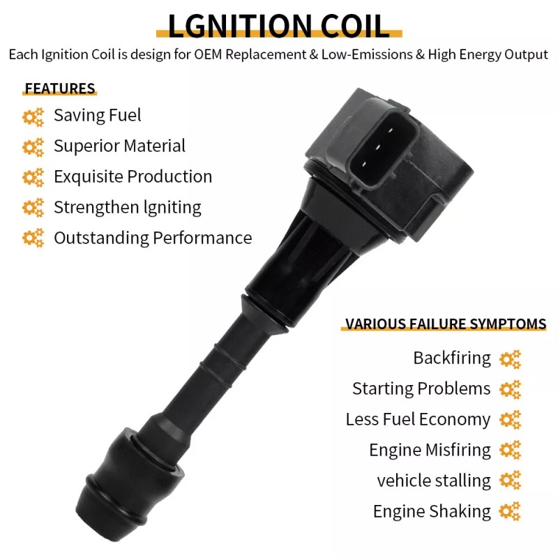 CNPAPC 6Pack Ignition Coil UF349 & Spark Plug For Nissan