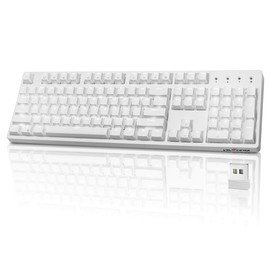 Wireless Mechanical Keyboard, Velocifire VM02WS 104-key Full Size Ergonomic with Red Switches White Backlit & High Battery Lasting for Copywriters, Typists, Programmer(White)