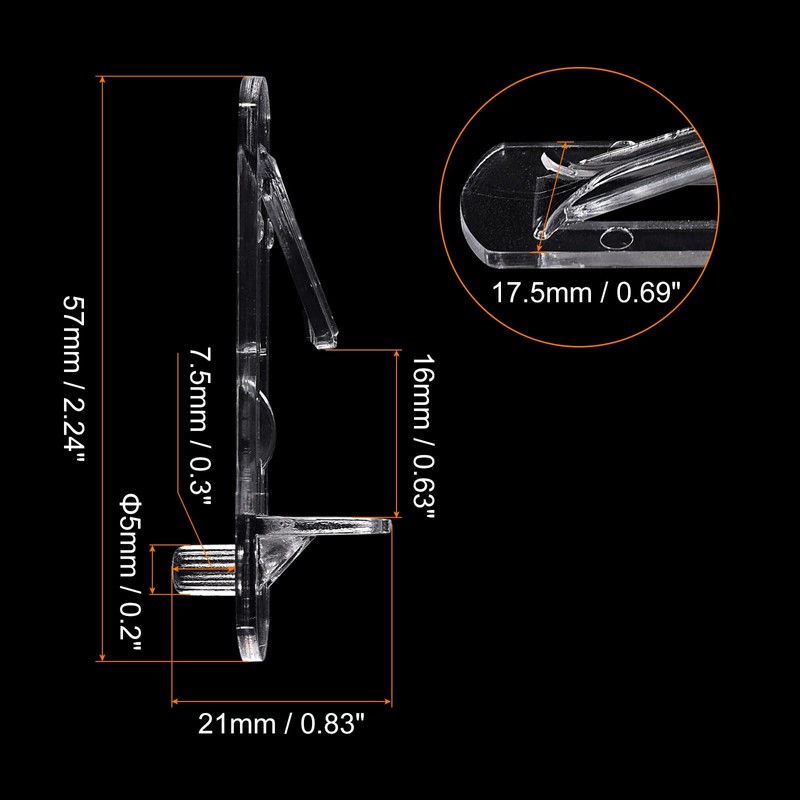 sourcing map Plastic Locking Shelf Pins, 20pcs Clear Self-Locking Shelf