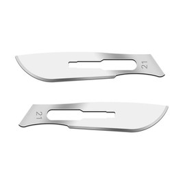 100/Bx Stainless Steel Professional Surgical Blades, High Grade Steel Sterile Individually Wrapped Disposable Steel Scalpel Blades (#21)