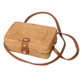 IWOWHERO Woven Rattan Crossbody Bag for Women Handmade Mini Purse Shoulder Strap Versatile Rattan Handbag for Casual Outings for and Special Occasions