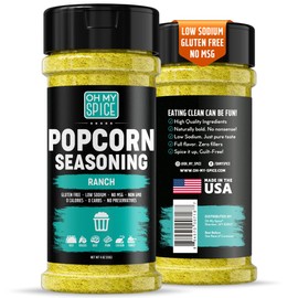 Popcorn Seasoning Ranch Seasoning Powder Mix - Gluten Free & Low Sodium Popcorn Flavoring Seasonings Ranch Powder Flavor. Healthy Movie Theater Dry Pop Corn Toppings. Pop Corn Salt Seasonings. 4oz