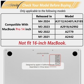 MecBevia Compatible with MacBook Pro 14 inch Case 2024-2021 Release M4 A3112 A3401 A3185 M3 A2918 A2992 M2 A2779 M1 A2442 Pro Max, Plastic Hard Shell Cover for MacBook Pro 14 inch, Sparkly Black