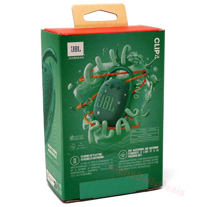 JBL Clip 4 ECO Green Portable Wireless Bluetooth Waterproof Speaker