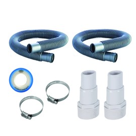 FibroPool Pool Filter Hose Replacement Kit - Two 6 Foot 1.25" Hoses, Adapters, Clamps & PTFE Tape – Durable, Leak-Resistant Design - Easy Installation, Universal Compatibility (6 Feet, 2 Pack)